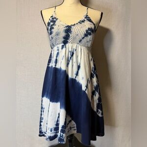 Ocean Drive Navy and White Tie-Dye Mini Dress